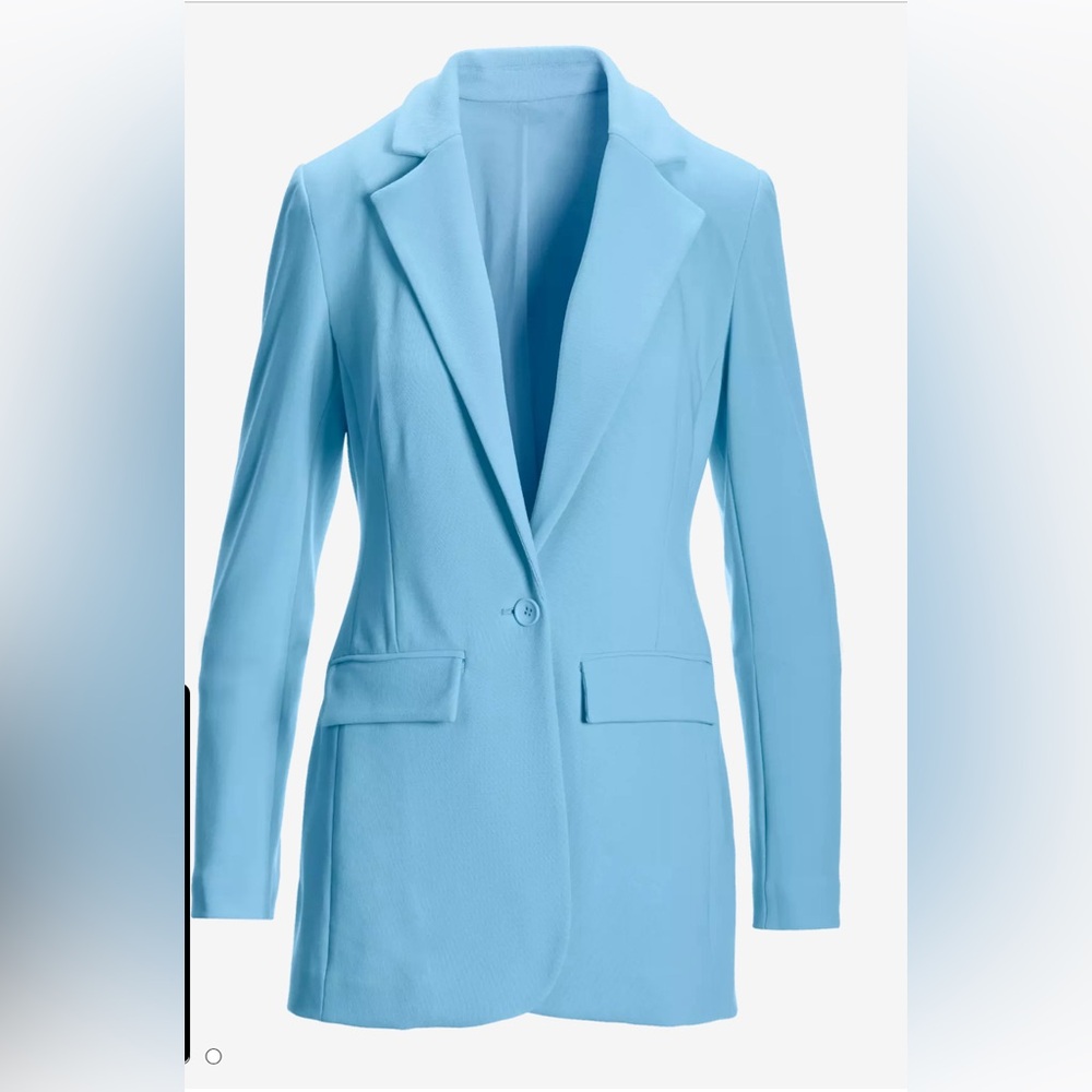 Boston Proper Light Blue Single-Button Blazer